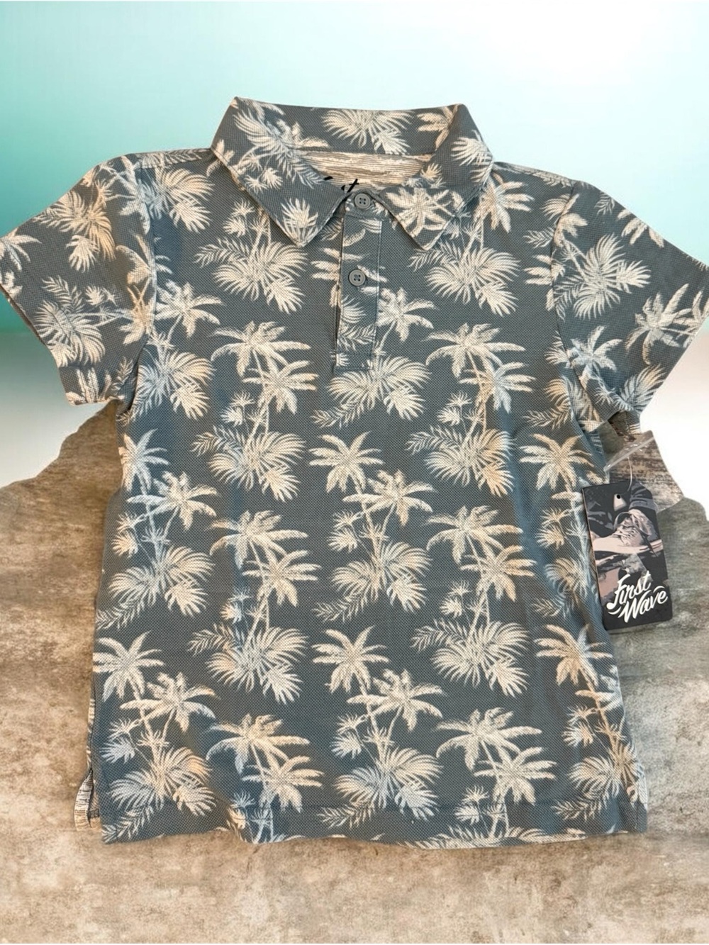 First Wave  Palm-Print Polo Shirt